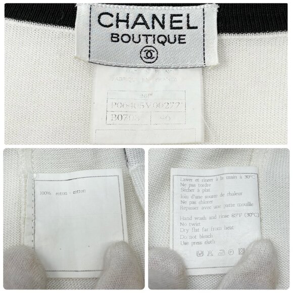 CHANEL Vintage 96P CC Mark Logo Cardigan Knit Button #46 White Black [106347] - Picture 12 of 12